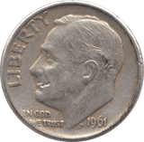 1961 USA SILVER DIME DENVER MINT - SILVER WORLD COINS - Cambridgeshire Coins