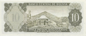 1962 10 BOLIVIANOS BANKNOTE BOLIVIA REF 612 - World Banknotes - Cambridgeshire Coins