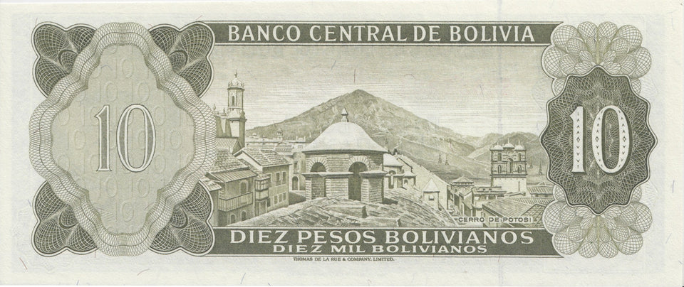 1962 10 BOLIVIANOS BANKNOTE BOLIVIA REF 612 - World Banknotes - Cambridgeshire Coins