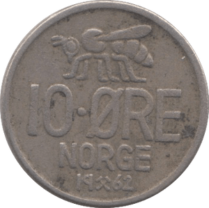 1962 10 ORE NORWAY - WORLD COINS - Cambridgeshire Coins