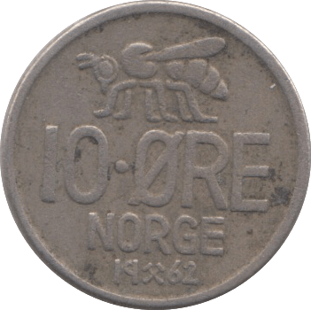 1962 10 ORE NORWAY - WORLD COINS - Cambridgeshire Coins