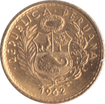 1962 GOLD PERU 5 SOLS - Gold World Coins - Cambridgeshire Coins