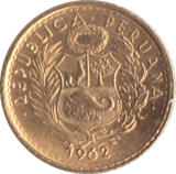 1962 GOLD PERU 5 SOLS - Gold World Coins - Cambridgeshire Coins