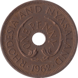 1962 PENNY RHODESIA AND NYASALAND - WORLD COINS - Cambridgeshire Coins