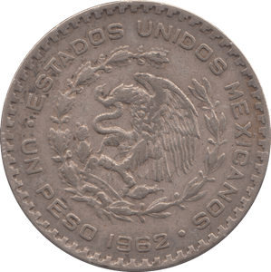 1962 SILVER 1 PESO MEXICO - SILVER WORLD COINS - Cambridgeshire Coins