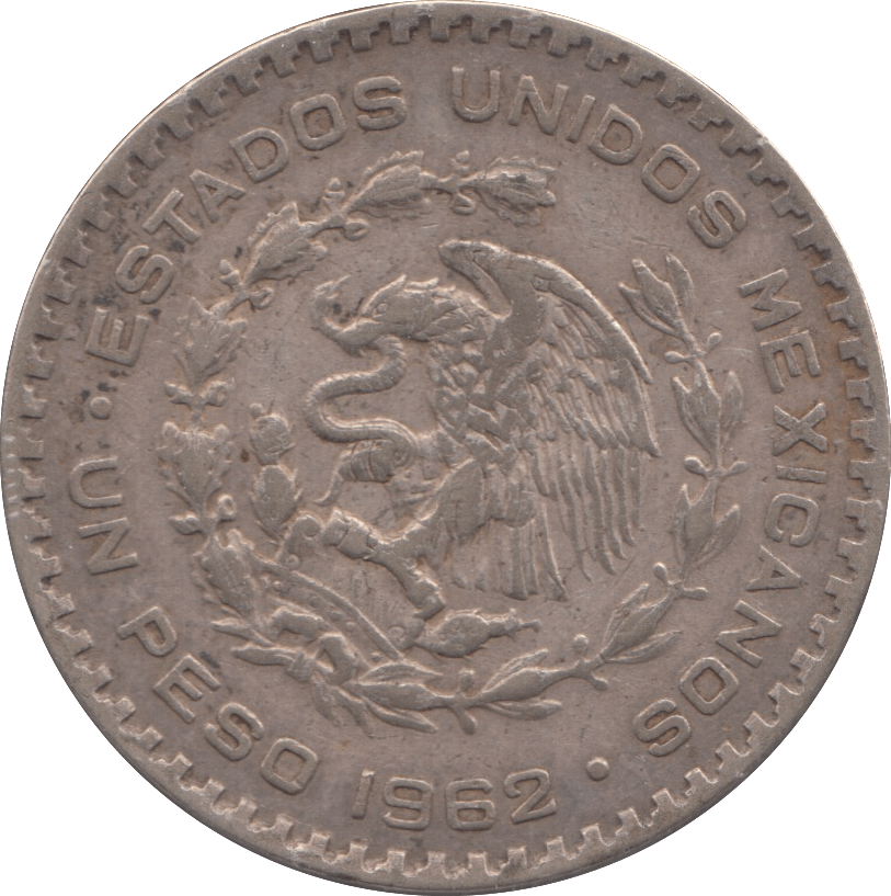 1962 SILVER 1 PESO MEXICO - SILVER WORLD COINS - Cambridgeshire Coins