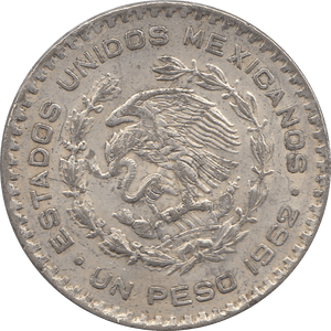 1962 SILVER 1 PESO MEXICO - WORLD SILVER COINS - Cambridgeshire Coins
