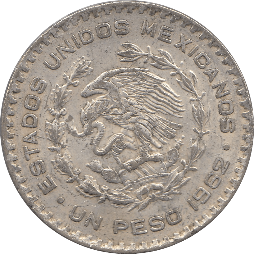1962 SILVER 1 PESO MEXICO - WORLD SILVER COINS - Cambridgeshire Coins