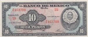 1963 10 PESO BANKNOTE MEXICO REF 900 - World Banknotes - Cambridgeshire Coins