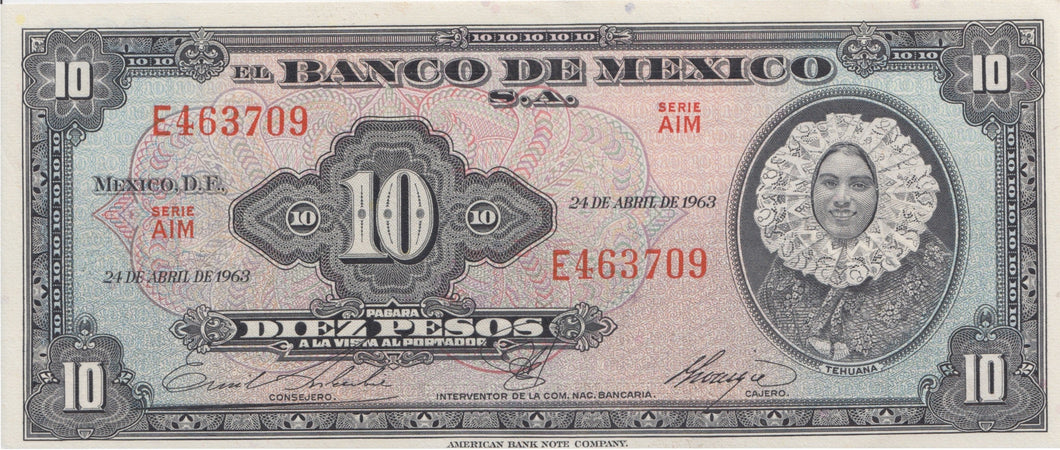 1963 10 PESO BANKNOTE MEXICO REF 900 - World Banknotes - Cambridgeshire Coins