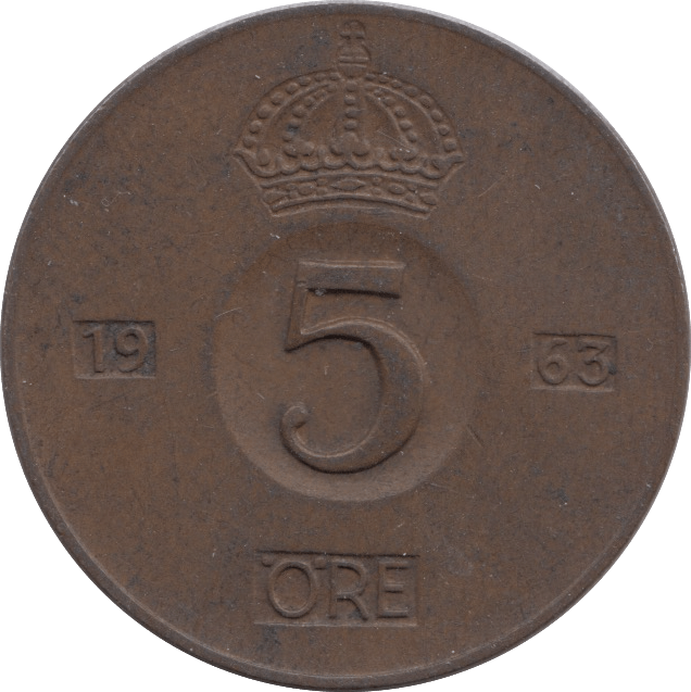 1963 5 ORE SWEDEN - WORLD COINS - Cambridgeshire Coins