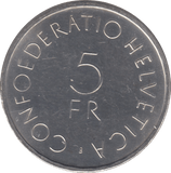 1963 5 SILVER SWISS FRANCS - SILVER WORLD COINS - Cambridgeshire Coins