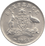 1963 AUSTRALIA SILVER SIXPENCE - SILVER WORLD COINS - Cambridgeshire Coins