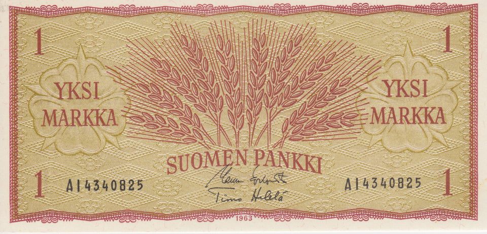 1963 ONE MARK FINISH BANKNOTE FINLAND REF 736 - World Banknotes - Cambridgeshire Coins