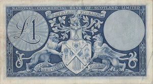 1963 ONE POUND NATIONAL COMMERCIAL BANK SCOTLAND BANKNOTE REF SCOT-12 - SCOTTISH BANKNOTES - Cambridgeshire Coins