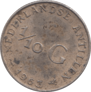 1963 SILVER 1/10 GUILDER NETHERLANDS - SILVER WORLD COINS - Cambridgeshire Coins