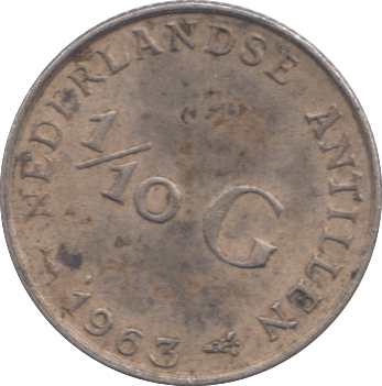 1963 SILVER 1/10 GUILDER NETHERLANDS - SILVER WORLD COINS - Cambridgeshire Coins