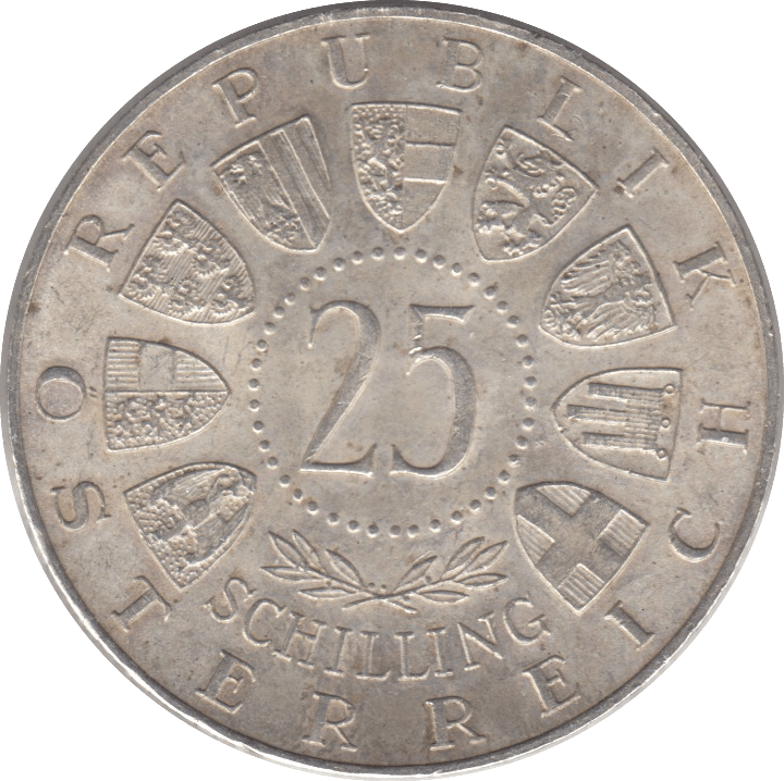 1963 SILVER 25 SCHILLING AUSTRIA - SILVER WORLD COINS - Cambridgeshire Coins