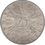 1963 SILVER 25 SCHILLING AUSTRIA - SILVER WORLD COINS - Cambridgeshire Coins