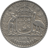 1963 SILVER FLORIN AUSTRALIA - SILVER WORLD COINS - Cambridgeshire Coins