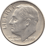 1963 SILVER ONE DIME USA - SILVER WORLD COINS - Cambridgeshire Coins