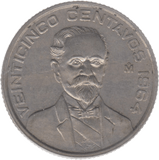 1964 25 CENTAVOS MEXICO - WORLD COINS - Cambridgeshire Coins