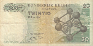 1964 BANK OF BELGIUM 20 FRANCS BANKNOTE REF 1321 - World Banknotes - Cambridgeshire Coins
