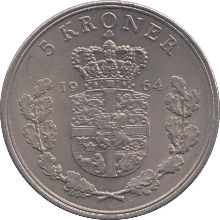 1964 DENMARK 5 KRONER - WORLD COINS - Cambridgeshire Coins