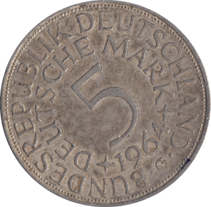 1964 GERMAN SILVER 5 MARK - SILVER WORLD COINS - Cambridgeshire Coins
