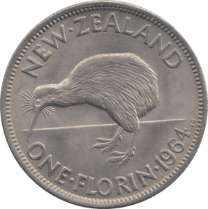 1964 NEW ZEALAND ONE FLORIN ( UNC ) 2 - WORLD COINS - Cambridgeshire Coins