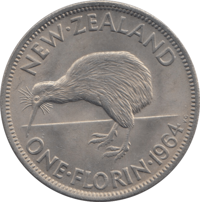 1964 NEW ZEALAND ONE FLORIN ( UNC ) 2 - WORLD COINS - Cambridgeshire Coins