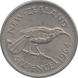 1964 NEW ZEALAND SIX PENCE ( UNC ) - WORLD COINS - Cambridgeshire Coins