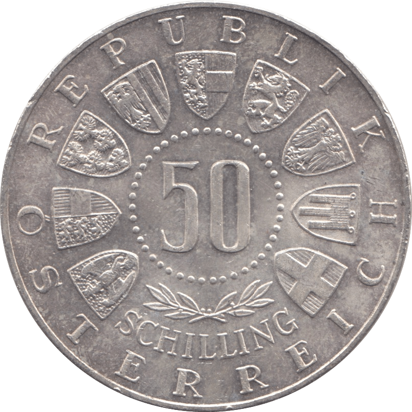 1964 SILVER 50 SCHILLING AUSTRIA - SILVER WORLD COINS - Cambridgeshire Coins