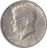 1964 SILVER HALF DOLLAR USA ( DENVER ) - SILVER WORLD COINS - Cambridgeshire Coins