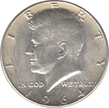 1964 SILVER HALF DOLLAR USA - SILVER WORLD COINS - Cambridgeshire Coins