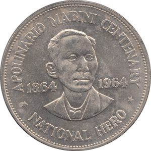 1964 SILVER ONE PESO PHILIPPINES - WORLD COINS - Cambridgeshire Coins