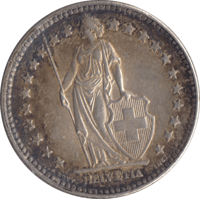 1964 SILVER SWISS 2 FRANCS - SILVER WORLD COINS - Cambridgeshire Coins