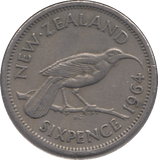 1964 SIXPENCE NEW ZEALAND - WORLD COINS - Cambridgeshire Coins