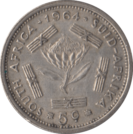 1964 SOUTH AFRICA SILVER 5 CENTS - SILVER WORLD COINS - Cambridgeshire Coins