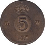 1965 5 ORE SWEDEN - WORLD COINS - Cambridgeshire Coins