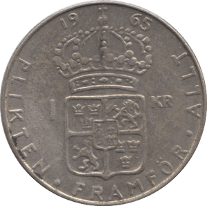 1965 ONE KRONE SWEDEN - WORLD COINS - Cambridgeshire Coins