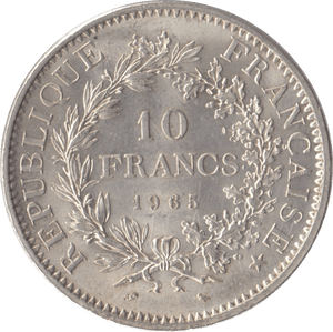 1965 SILVER 10 FRANCS FRANCE - SILVER WORLD COINS - Cambridgeshire Coins