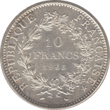 1965 SILVER 10 FRANCS FRANCE - SILVER WORLD COINS - Cambridgeshire Coins