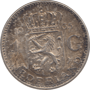 1965 SILVER ONE GULDEN NETHERLANDS - SILVER WORLD COINS - Cambridgeshire Coins