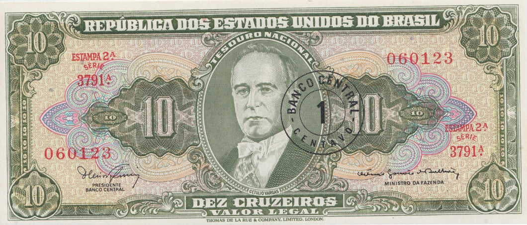1966 1 CRUZEIROS BANKNOTE BRAZIL REF 584 - World Banknotes - Cambridgeshire Coins