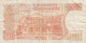 1966 50 FRANCS BANKNOTE BELGIUM REF 578 - World Banknotes - Cambridgeshire Coins