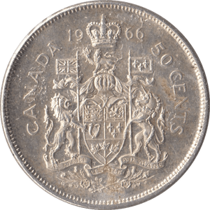1966 CANADA 50 CENTS - SILVER WORLD COINS - Cambridgeshire Coins