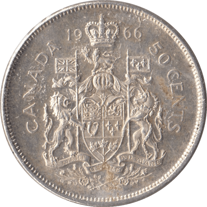 1966 CANADA 50 CENTS - SILVER WORLD COINS - Cambridgeshire Coins