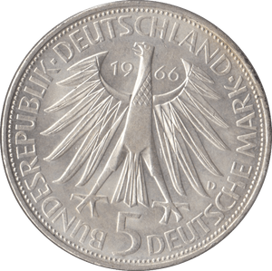 1966 GERMANY SILVER 5 MARKS - SILVER WORLD COINS - Cambridgeshire Coins