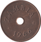 1966 ONE PENNY ZAMBIA - WORLD COINS - Cambridgeshire Coins